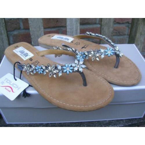 Nieuw, slippers met leren voetbed van Tamaris, maat 38