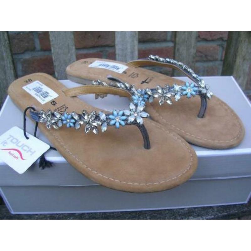 Nieuw, slippers met leren voetbed van Tamaris, maat 38