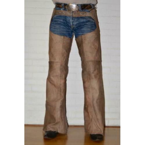 bruin leren cowboy western chaps heren maat m