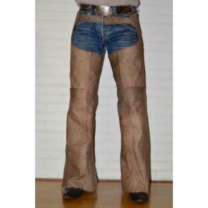 bruin leren cowboy western chaps heren maat m