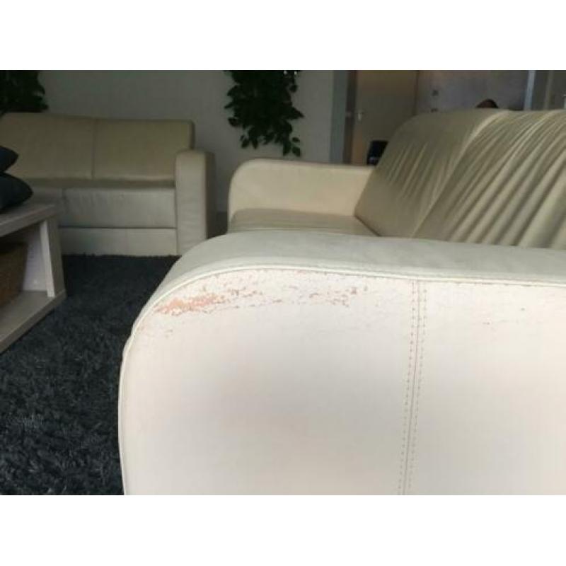 2 en 3 Zits leren bank off white