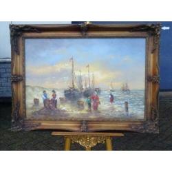 Groot kleurrijk maritiem schilderij Peter Brouwer.
