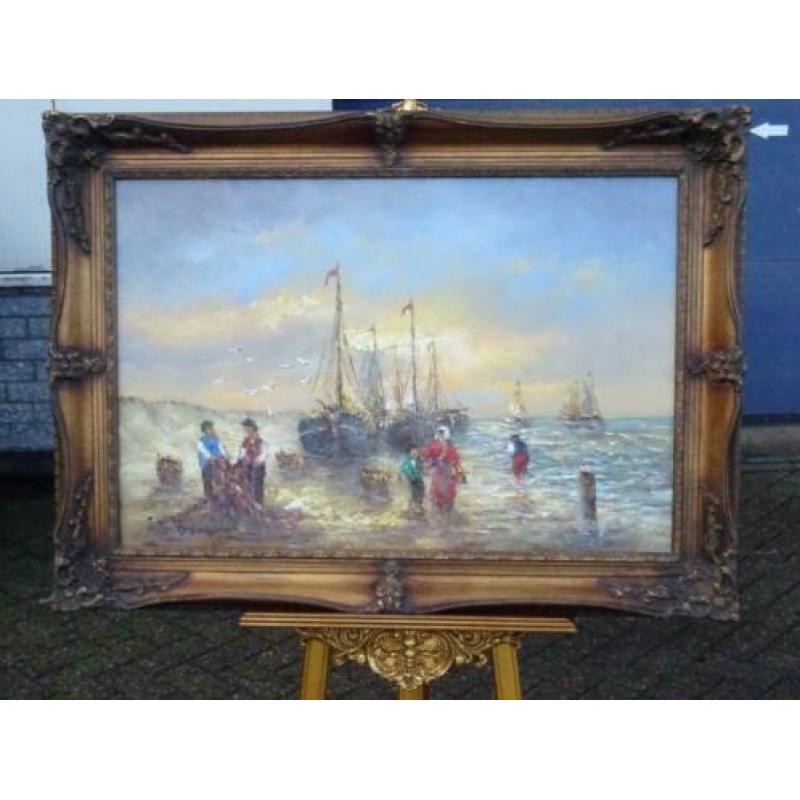 Groot kleurrijk maritiem schilderij Peter Brouwer.