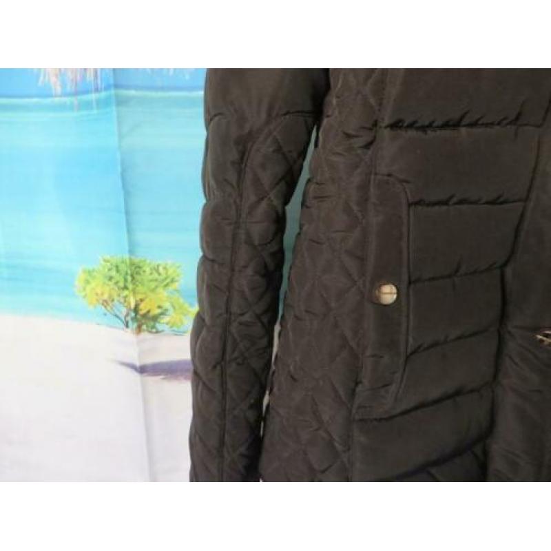 zwart gewatteerde jas ruime capuchon bont mt 42 Select
