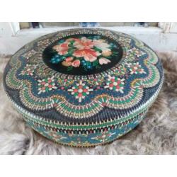 Brocante Koektrommel * Mozaïek Koekblik * 21 cm doorsnee