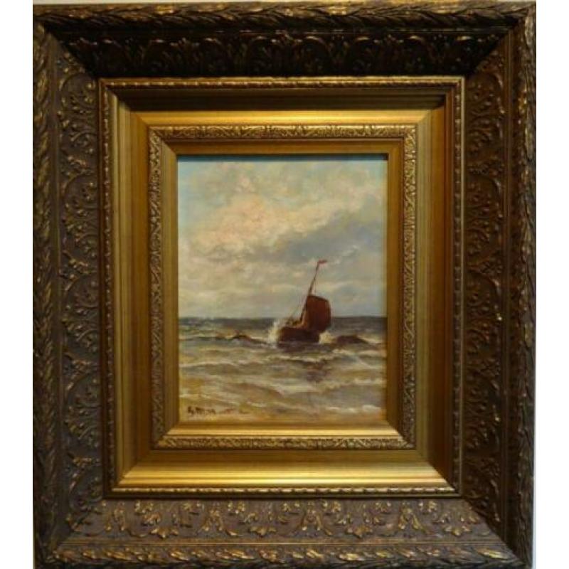 Schilderij Bomschuit in de branding