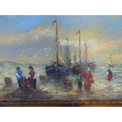 Groot kleurrijk maritiem schilderij Peter Brouwer.
