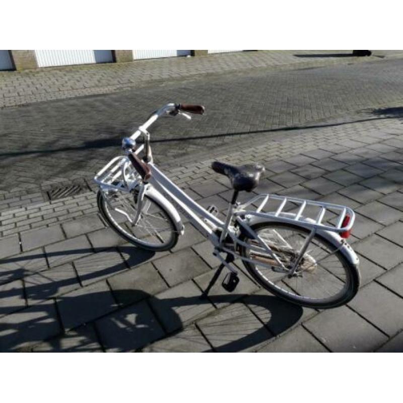 fiets meisje 24 inch wit met rek voorop handrem terugtrapre