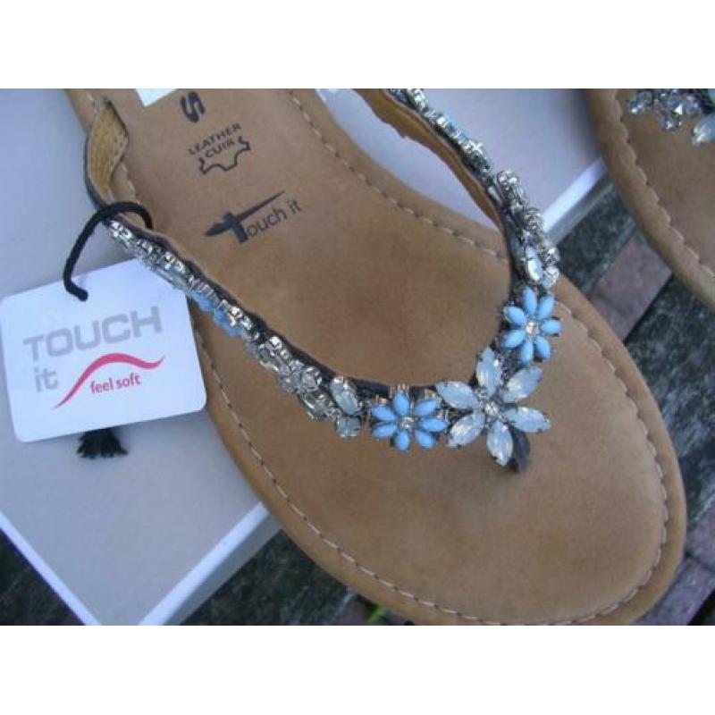 Nieuw, slippers met leren voetbed van Tamaris, maat 38