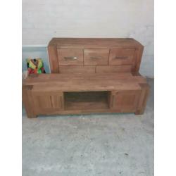 Zéér mooi teak houten mixwood dressoir en tv meubel zgan.