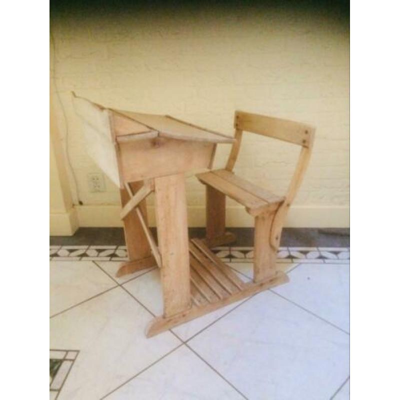 Antiek schoolbankje tafel lessenaar