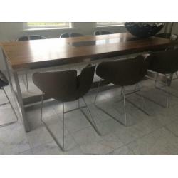 Design (lees) tafel ,hout met staal ,2.40 bij 1.10