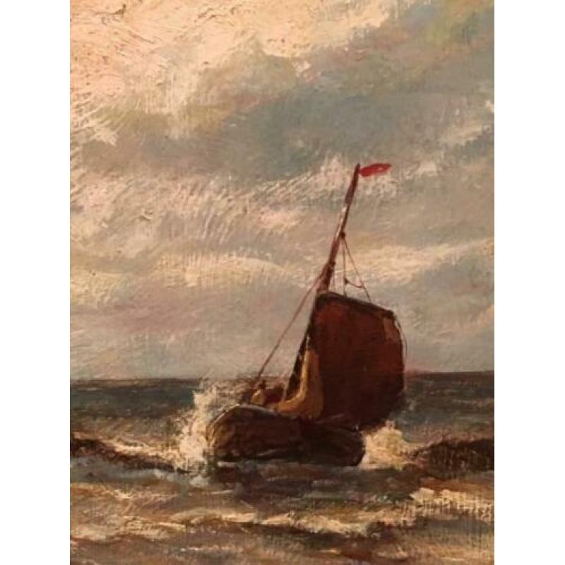 Schilderij Bomschuit in de branding