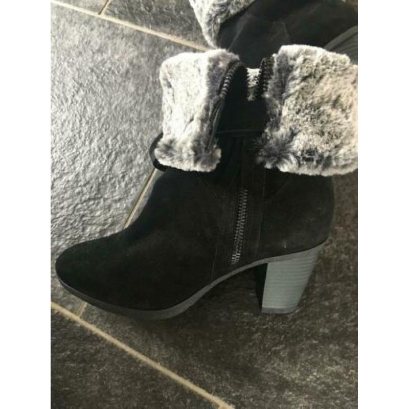 Zwarte suede enkellaars mt 37 NIEUW