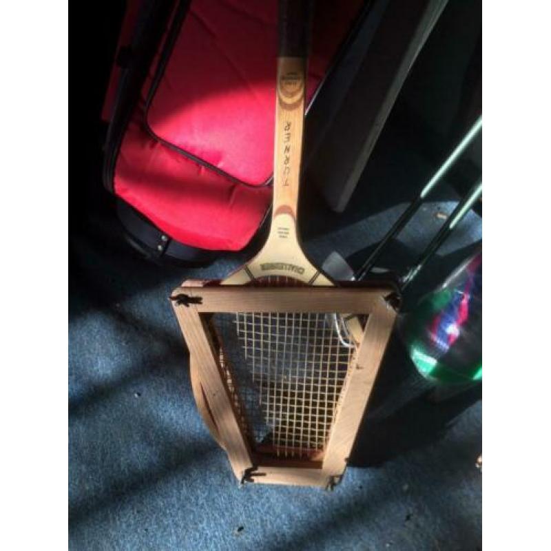 Tennisrackets hout 2x incl spanners
