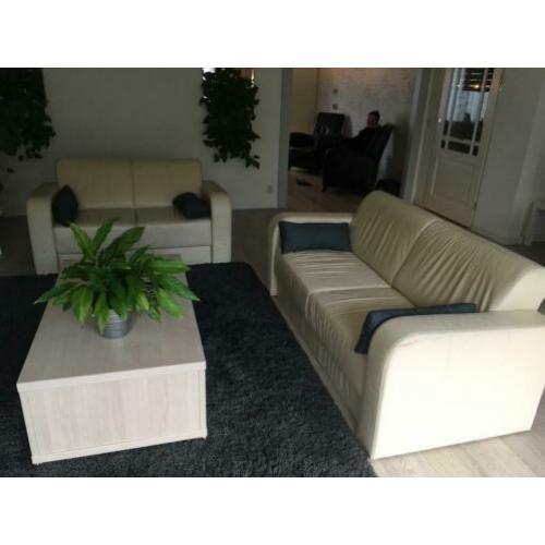 2 en 3 Zits leren bank off white