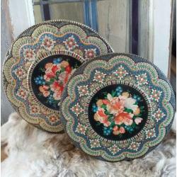 Brocante Koektrommel * Mozaïek Koekblik * 21 cm doorsnee