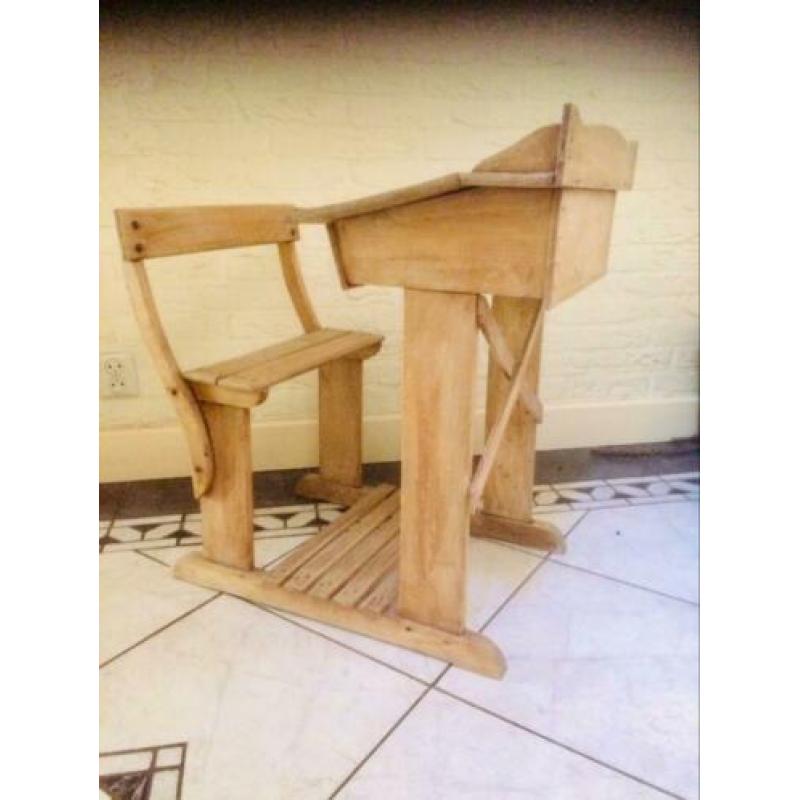 Antiek schoolbankje tafel lessenaar