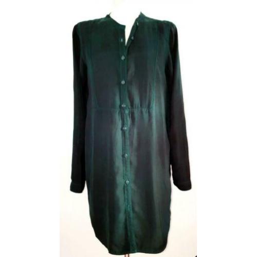 Vanilia shirt dress zijden blouse-jurk 36/38 donkergroen