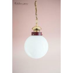 Vintage retro jaren 60 hanglamp melkglas bol met messing