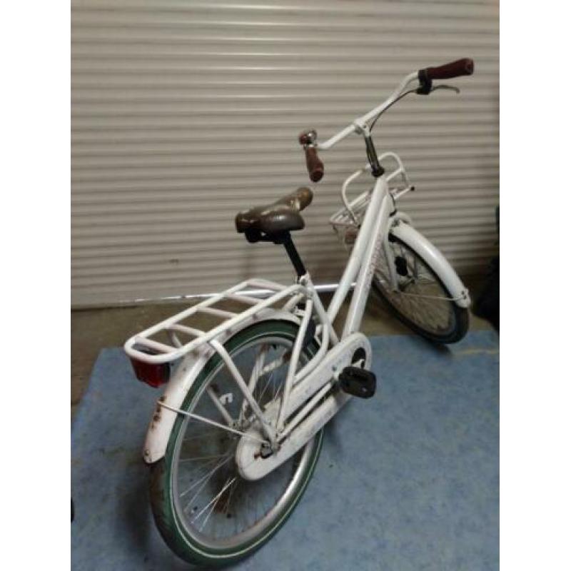 fiets meisje 24 inch wit met rek voorop handrem terugtrapre
