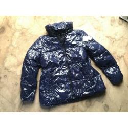 Lakjas blauw maat XL nieuw met label capuchon steekzakken nu