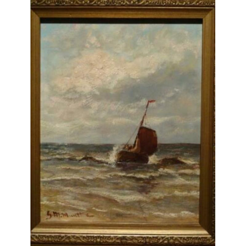 Schilderij Bomschuit in de branding