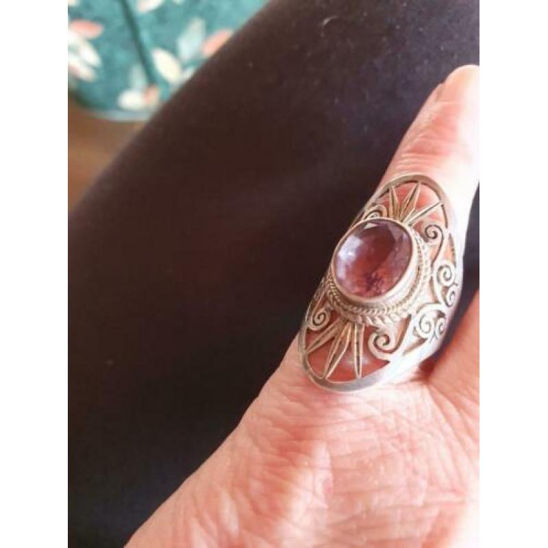 9.25 zilveren amethist ring maat 17