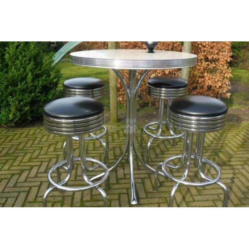 Bel Air 4 barkrukken + bar tafel fifties sixties retro bar
