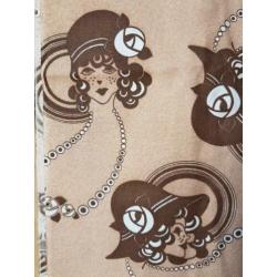 Lap vintage retro stof bruin dame nieuw