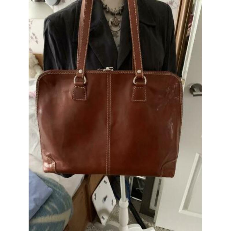 Leren laptop tas uit Italie