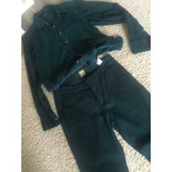 Heren broek 32/34 en overhemd m petrol kleur nieuw!