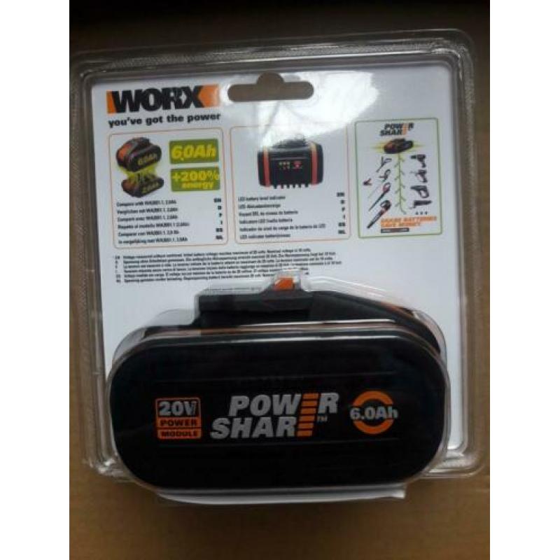 Worx 20V AccupowerShare 6.0Ah Li-Ion Nieuw