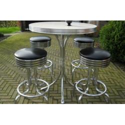 Bel Air 4 barkrukken + bar tafel fifties sixties retro bar