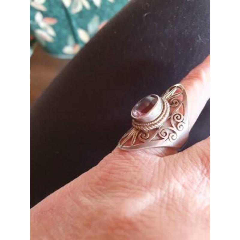 9.25 zilveren amethist ring maat 17