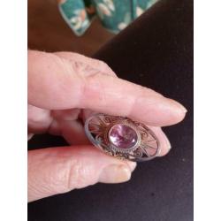 9.25 zilveren amethist ring maat 17