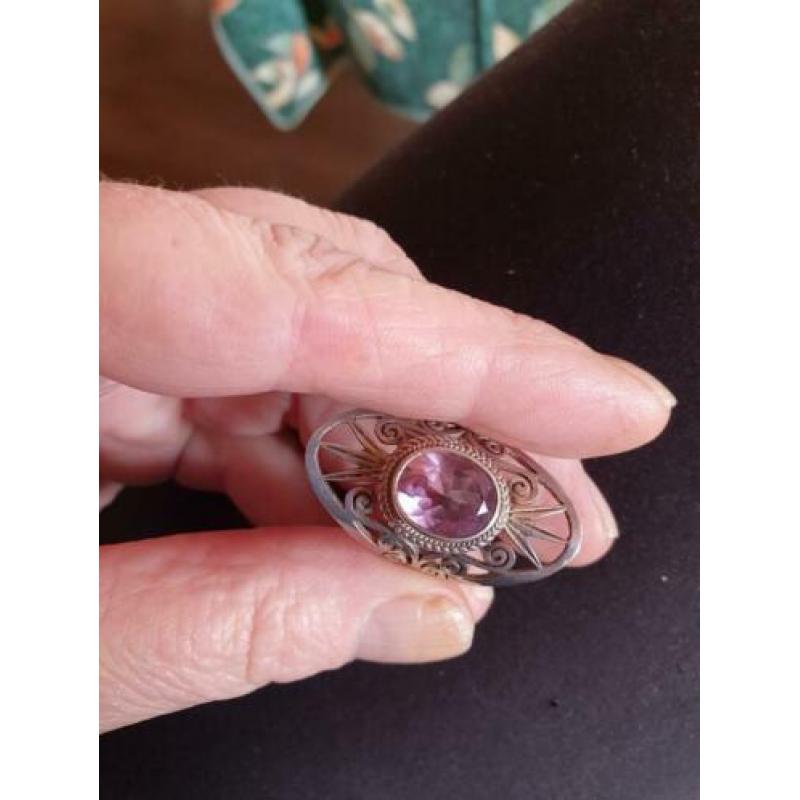 9.25 zilveren amethist ring maat 17