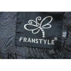 Jas zwart/wit/paars Fransstyle mt 46 Tussenjas