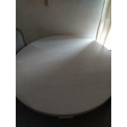 Ronde witte eiken brocante eettafel