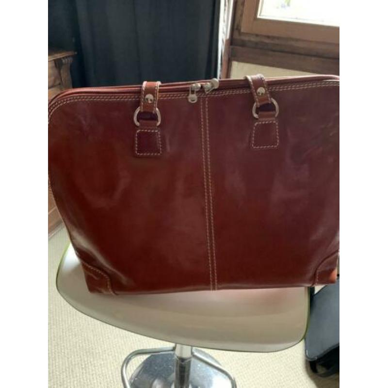 Leren laptop tas uit Italie