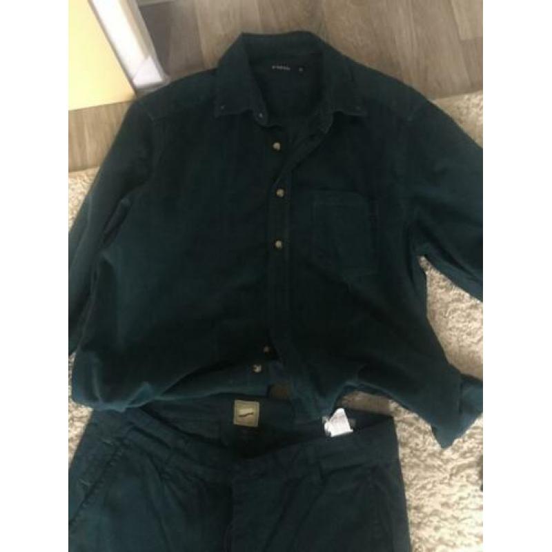 Heren broek 32/34 en overhemd m petrol kleur nieuw!
