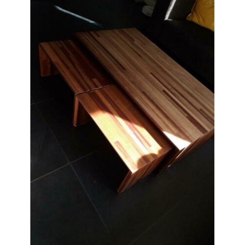 Supermooie 3-delige houten salontafel!