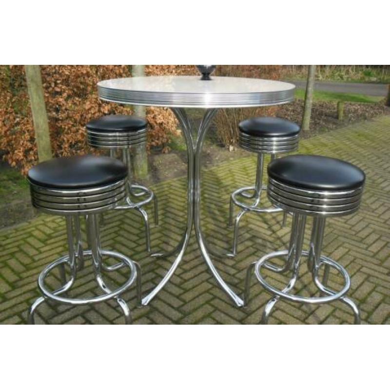 Bel Air 4 barkrukken + bar tafel fifties sixties retro bar