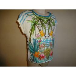 D4A Marccain zomers shirt kleurrijke print en jaguar N4