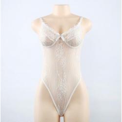 Witte kanten bodysuit romper doorzichtige lingerie sexy