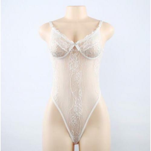 Witte kanten bodysuit romper doorzichtige lingerie sexy