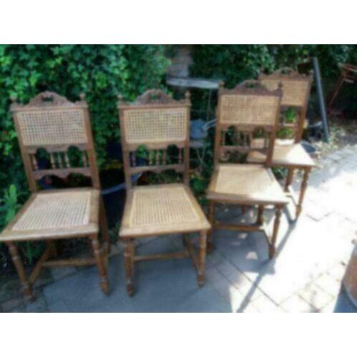 4 antieke stoeltjes, webbing
