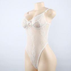 Witte kanten bodysuit romper doorzichtige lingerie sexy