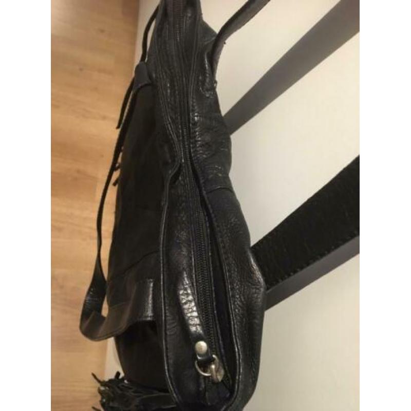 leren tas met franjes