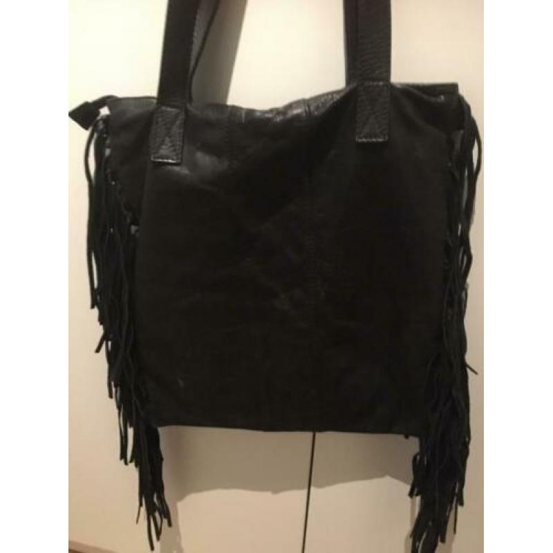 leren tas met franjes